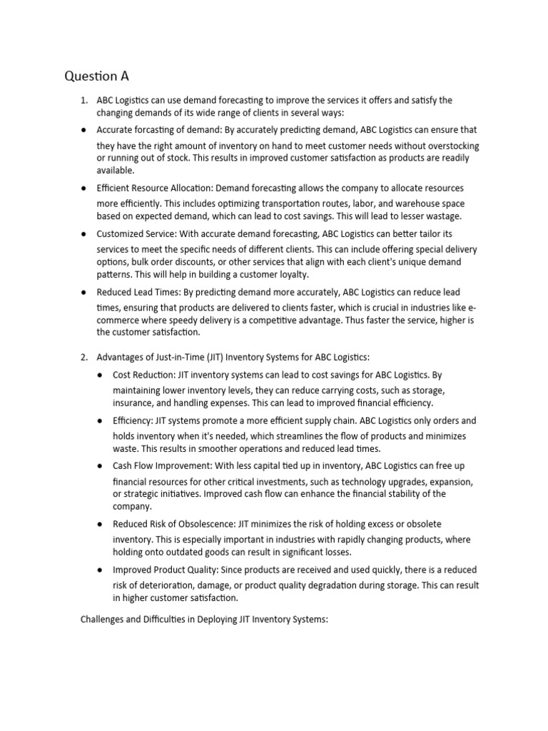 OB Assignment | PDF | Lean Manufacturing | Logistics
