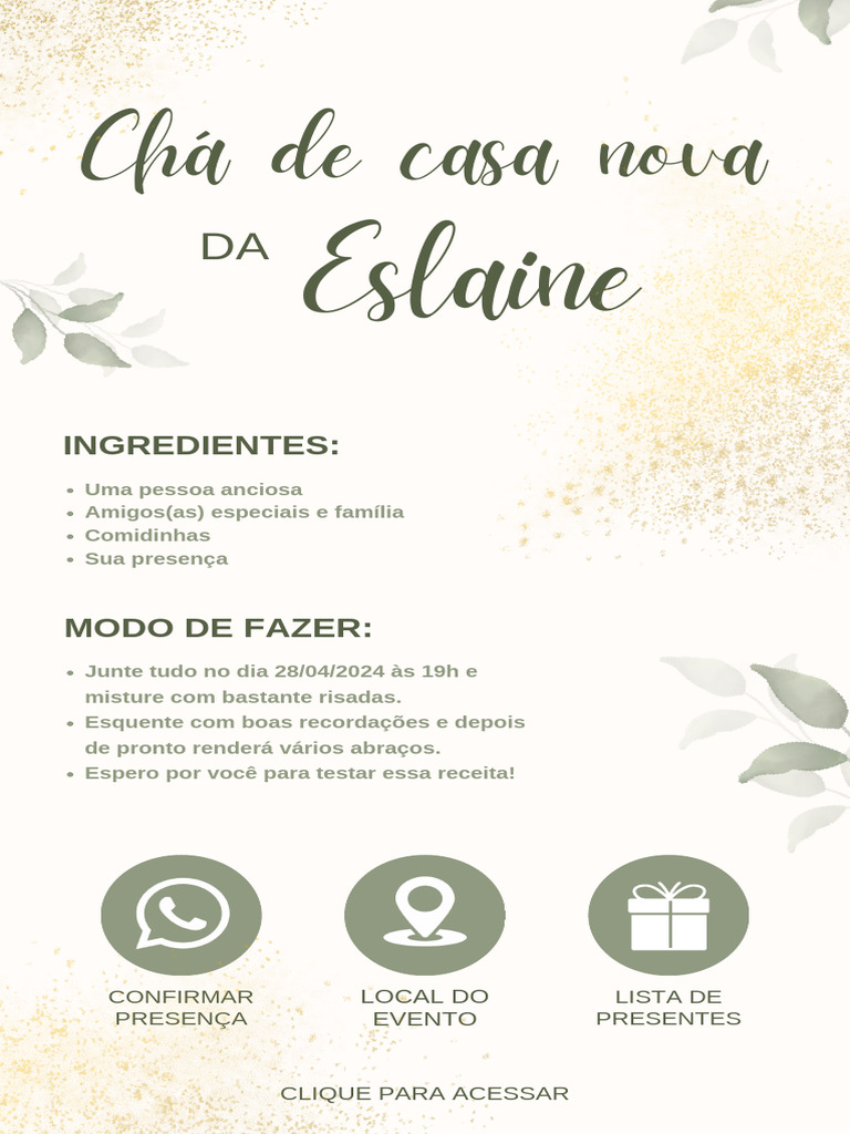 Convite Especial para Eslaine | PDF | Toalha | Culináriar