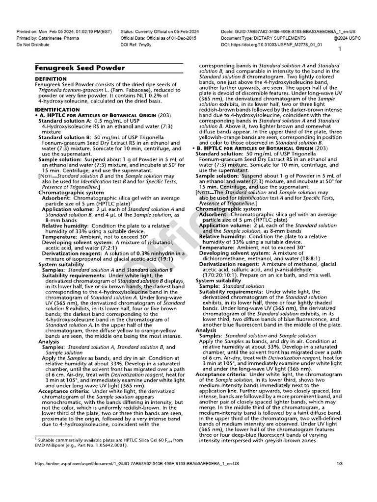 Fenugreek Seed Poweder USP PDF