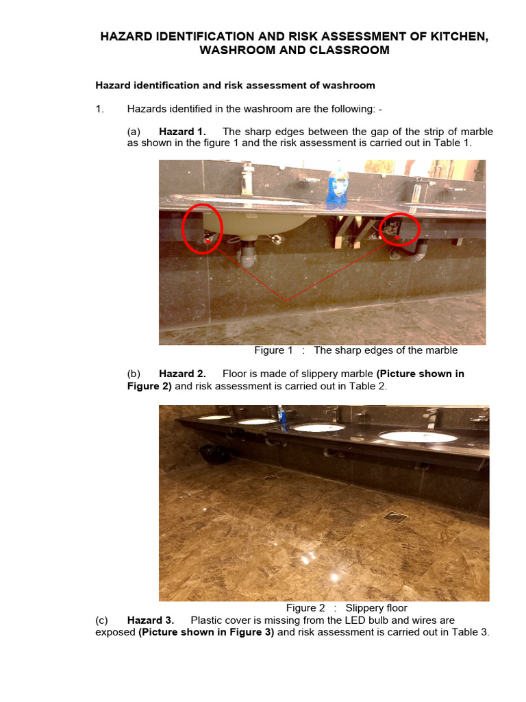 Kitchen and Washroom Risk Assessment | PDF