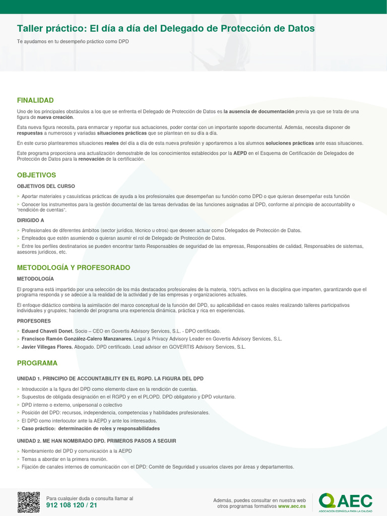 Taller Practico El Dia A Dia Del Delegado De Proteccion De Datos Pdf