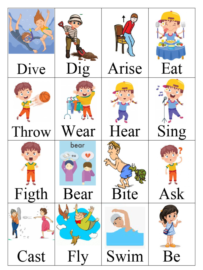 Lotería de Verbos en Inglés para Imprimir | PDF