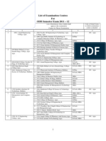 List of Examination Centres For ODD Semester Exam 2011 - 12