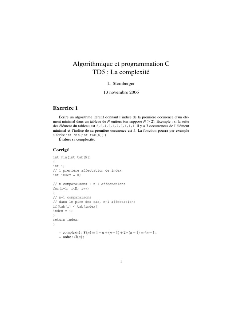 Complexité des algorithmes en C | PDF | Programmation informatique ...