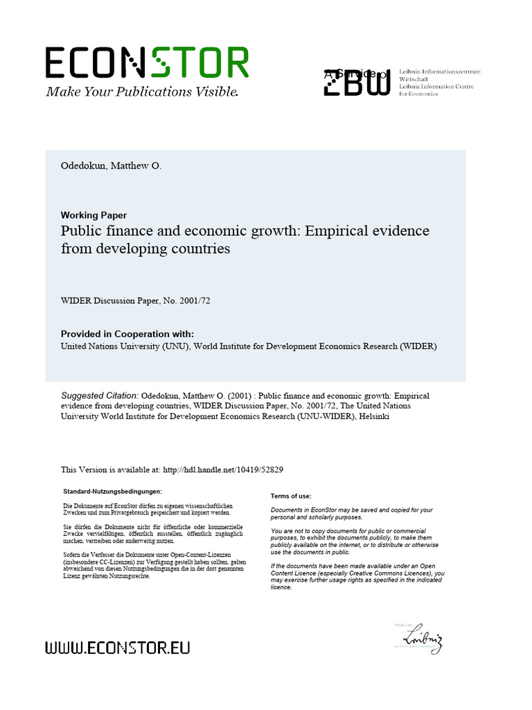 Public Finance and Economic Growth | PDF | Government Spending ...