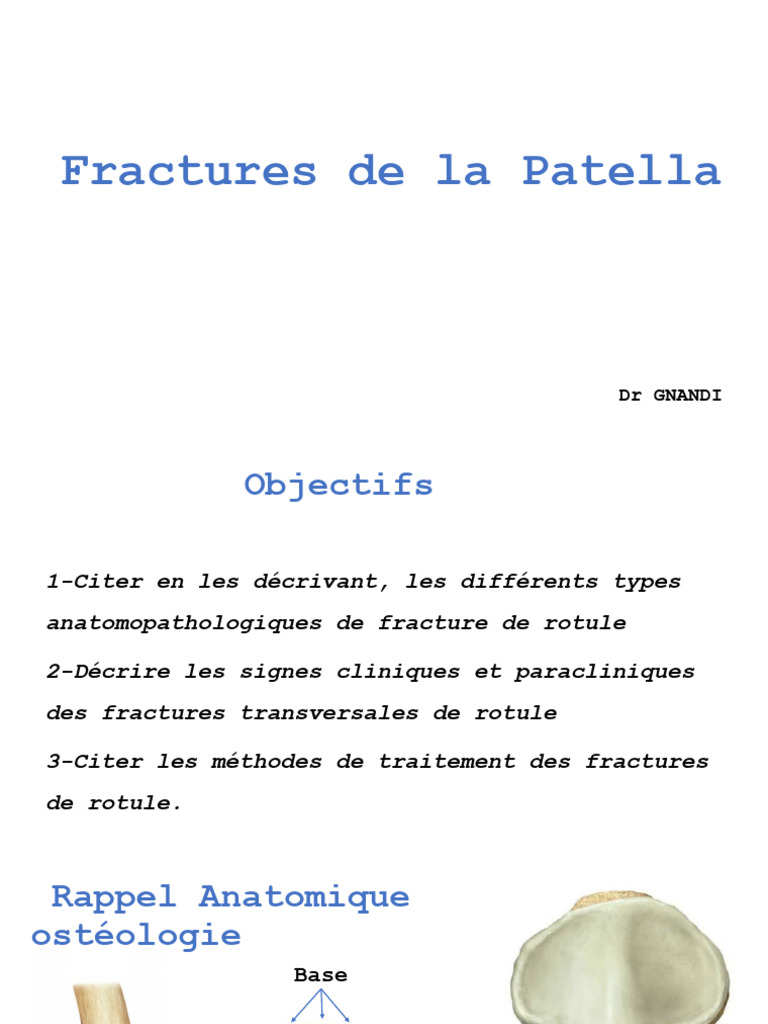 Classification et traitement des fractures de la patella | PDF | Genou ...
