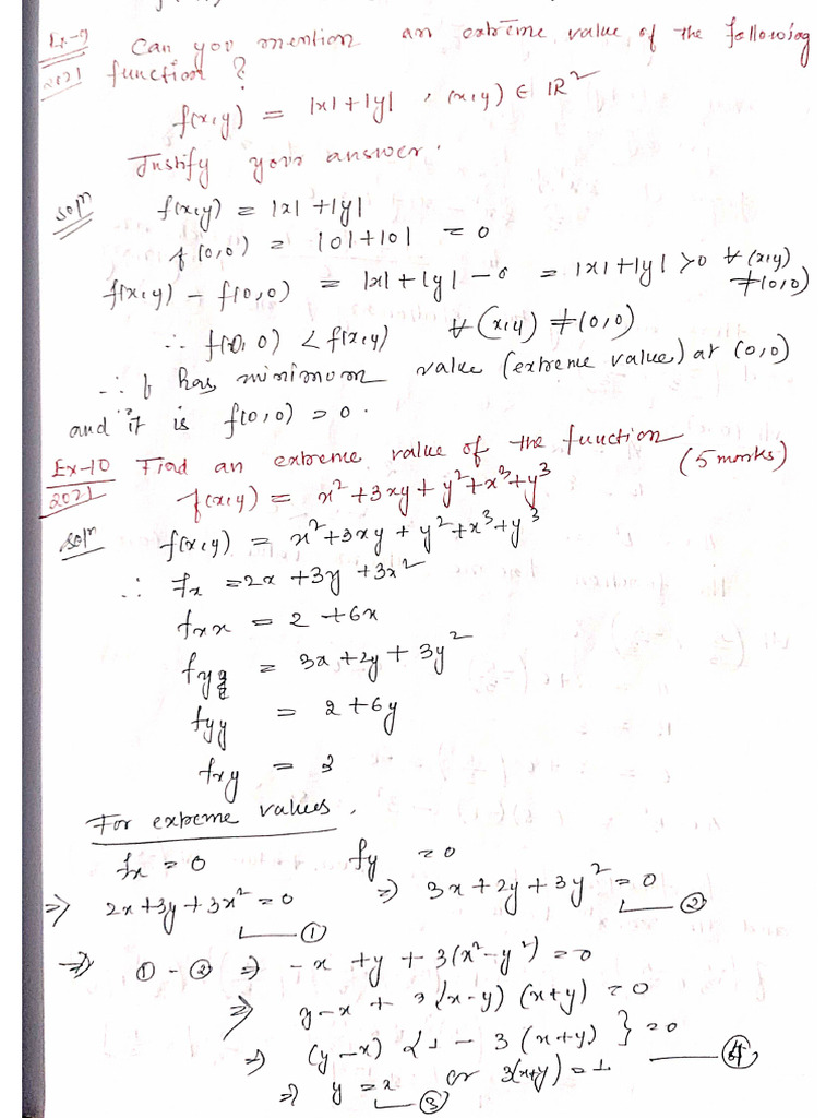 3.Unit-II, Extrema, Ex.9-12, Dec 17, 2022 7-14 PM | PDF