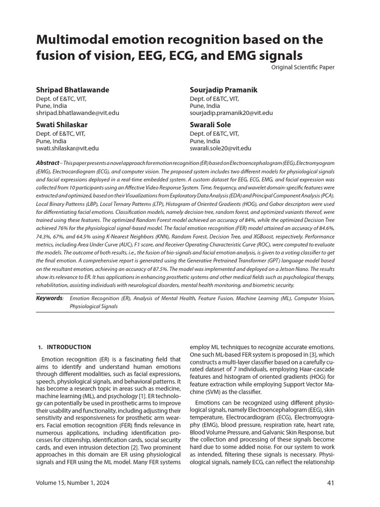 Multimodal Emotion Recognition Based On The Fusion of Vision, EEG, ECG ...