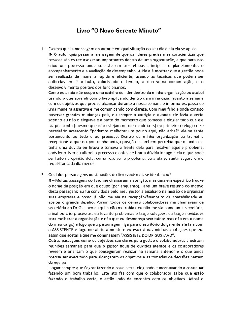 Lições de Gestão do "Novo Gerente Minuto" | PDF | Comunicação ...