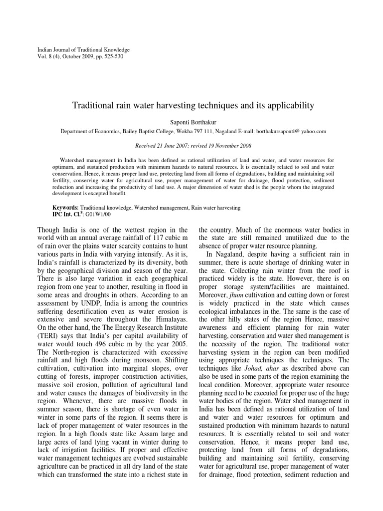 Traditional Rainwater Harvesting in India | PDF | Water | Agriculture