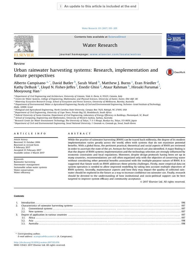 Urban Rainwater Harvesting Review | PDF | Water | Surface Runoff