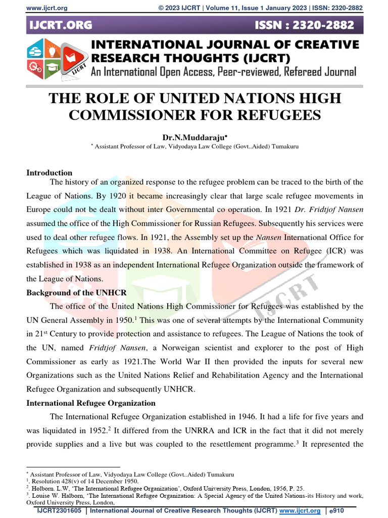 IJCRT2301605 | PDF | Refugee | United Nations High Commissioner For ...