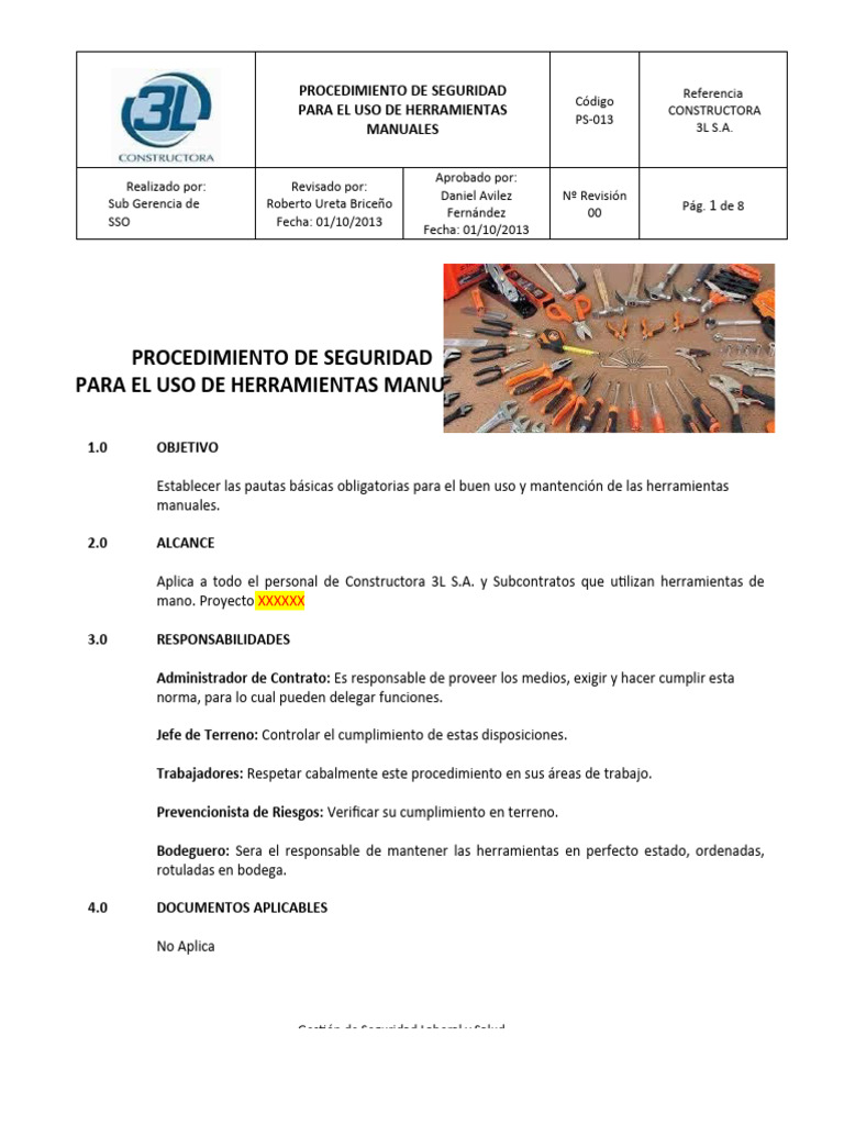 Seguridad en Uso de Herramientas Manuales | PDF | Herramientas | Metalurgia