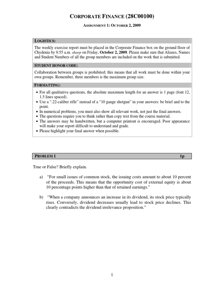 Assignment 1 | PDF | Equity (Finance) | Venture Capital