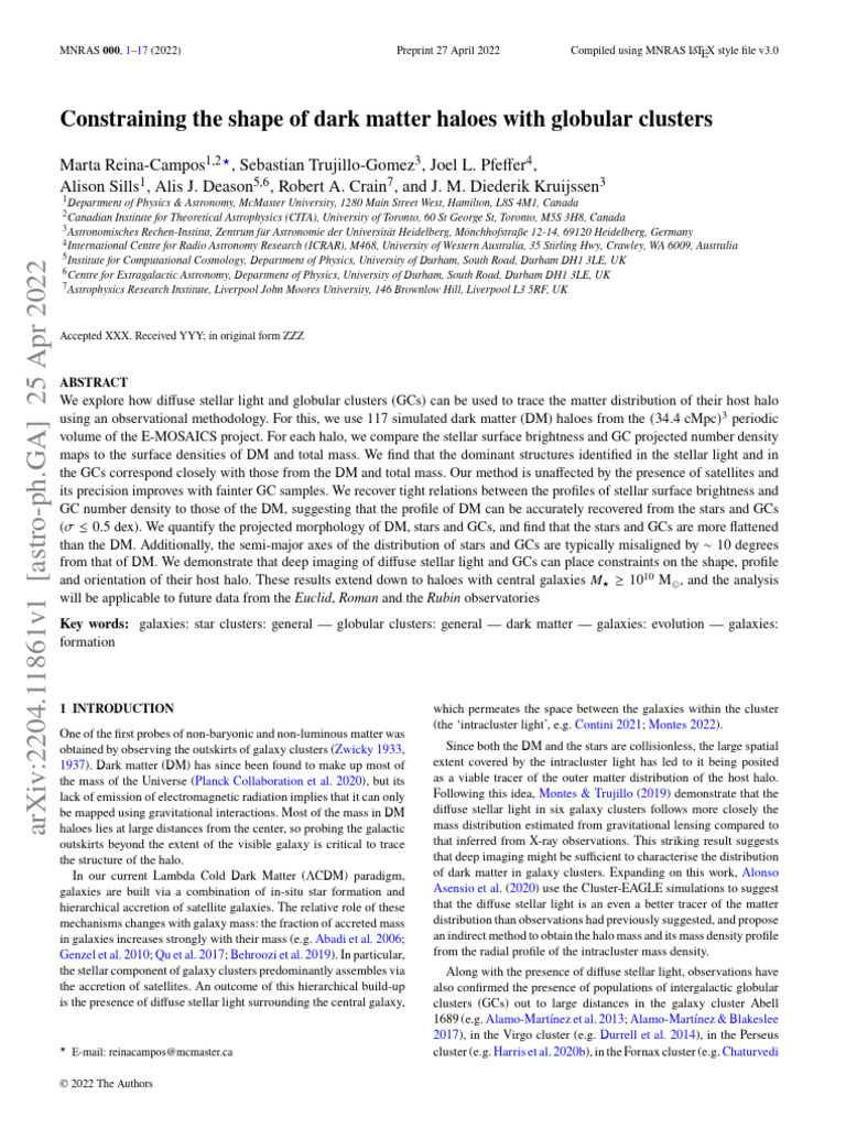 Constraining The Shape of Dark Matter Haloes With Globular Clusters ...