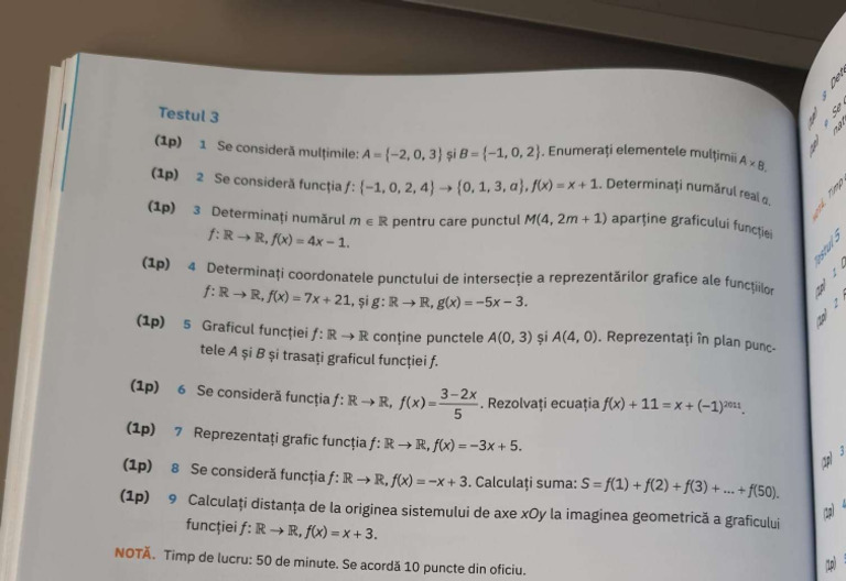 Test Functii Art 3 Clasa 8 | PDF