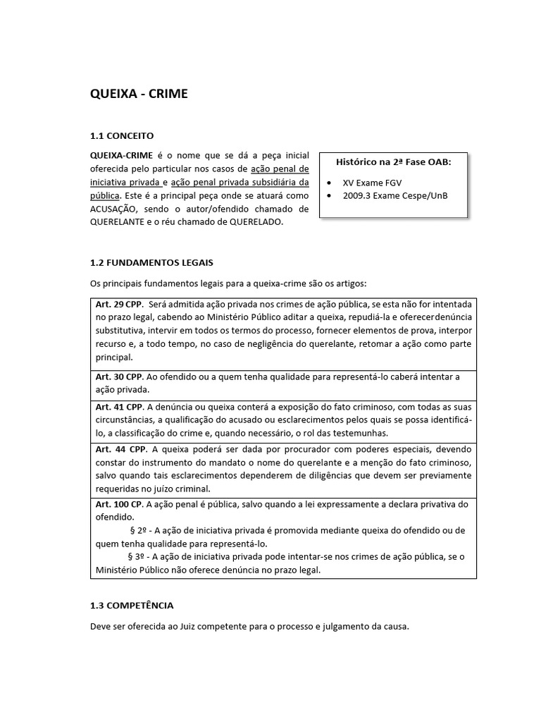 Entenda a Queixa-Crime: Conceitos e Requisitos | PDF | Difamação | Crimes