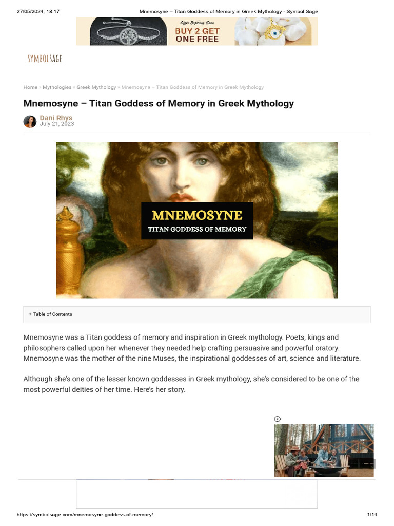 Mnemosyne: Titaness of Memory | PDF | Muse | Greek Deities