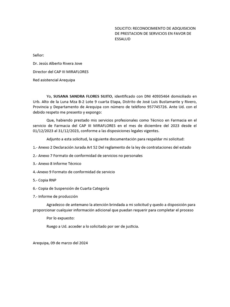 Solicito Reconocimiento de Deuda | PDF