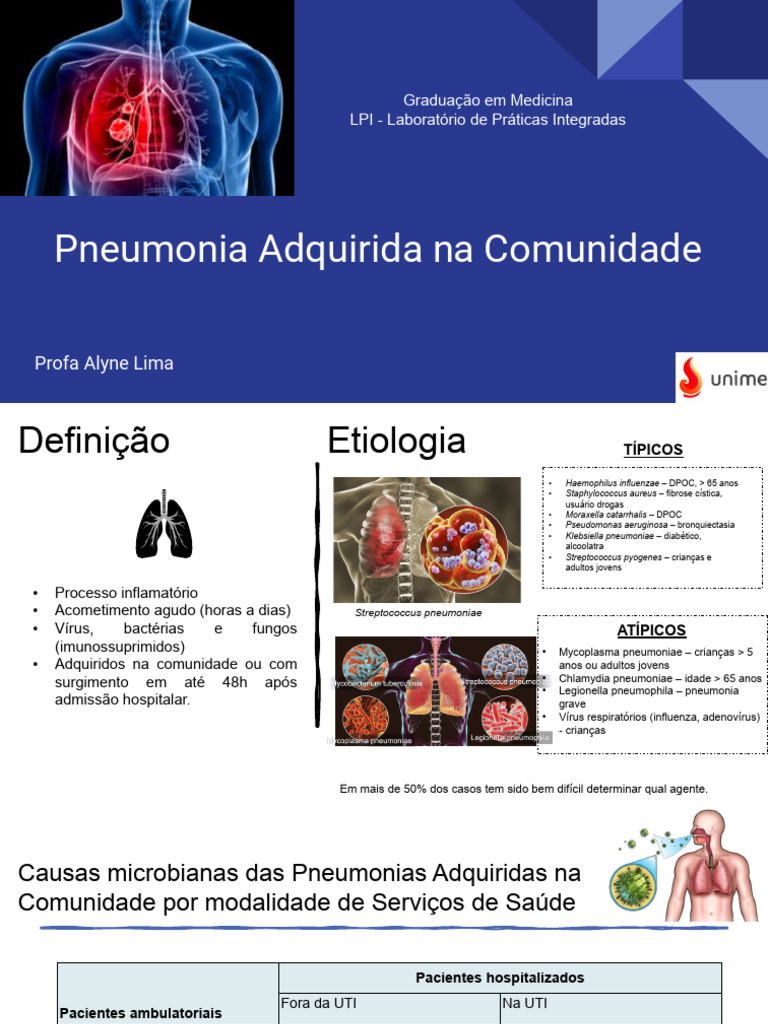 Pneumonia Adquirida na Comunidade: Causas e Tratamento | PDF ...