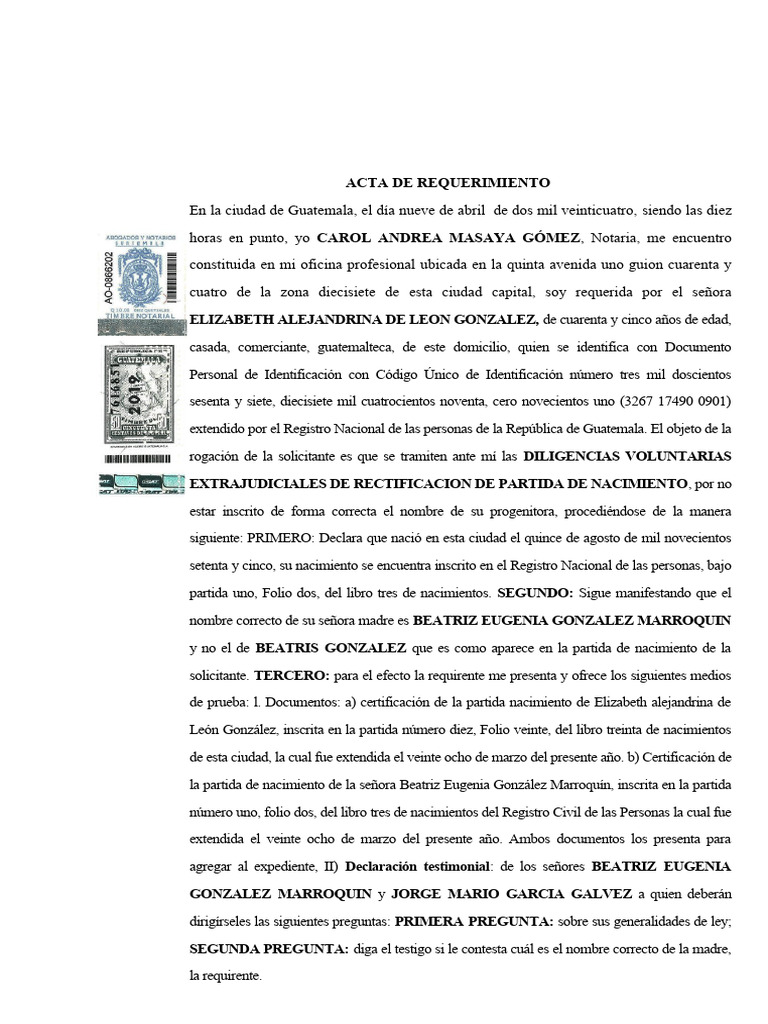 Rectificación de Partida de Nacimiento | PDF | Guatemala | Certificado ...