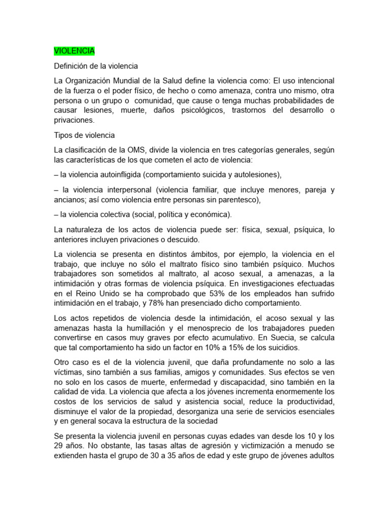 Violencia Y Sus Tipos Pdf Bioética Justicia