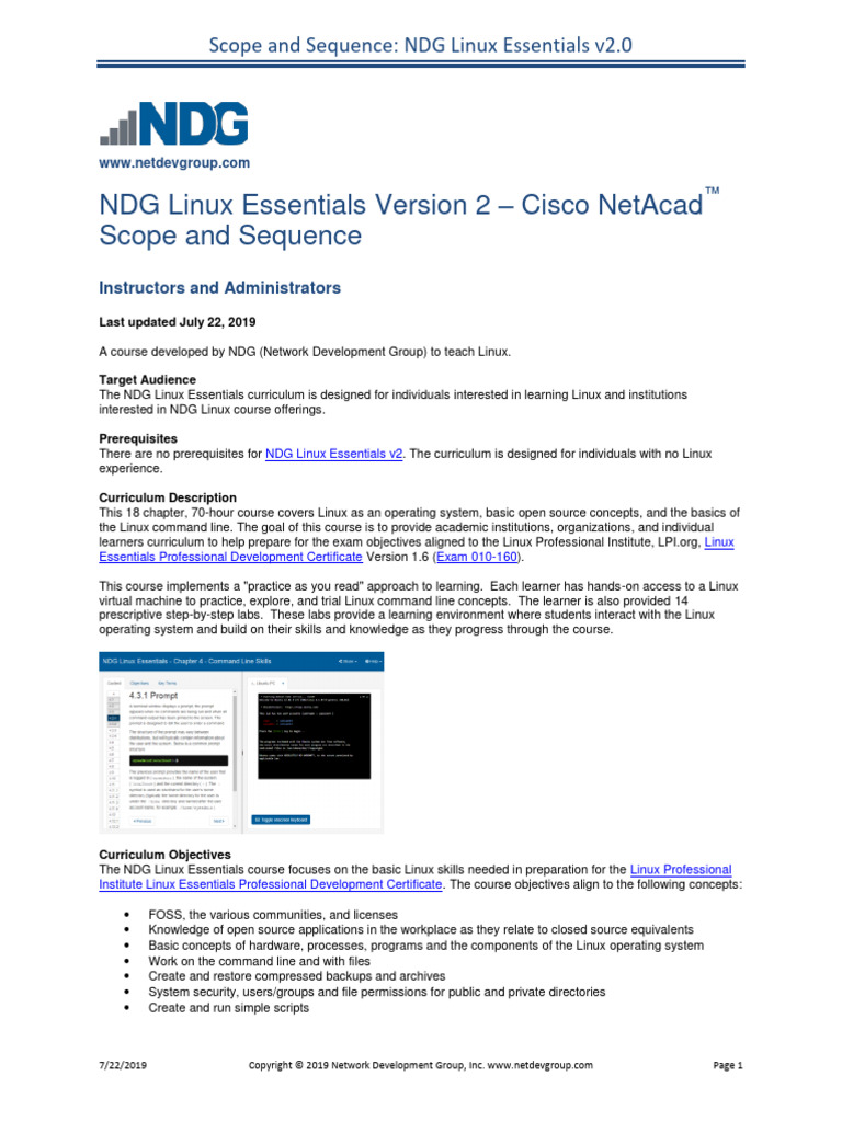 NDG Linux Essentials v2 Scope and Sequence | PDF | Computer File ...
