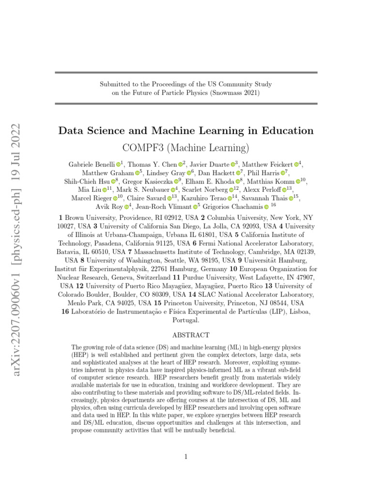 Particle Physics Meets Data Science | PDF | Machine Learning ...