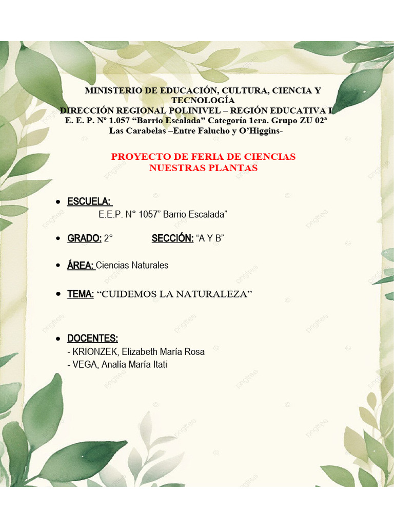 Proyecto Feria de Ciencias 2024 | PDF | Entorno natural | Plantas