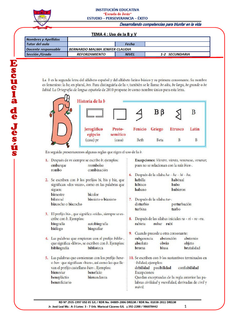Uso de la B y V en Español | PDF