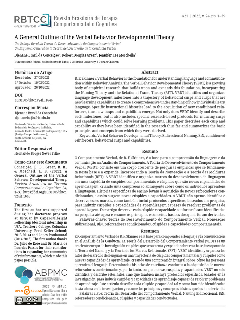 Revista brasileira de terapia comportamental e cognitiva a general