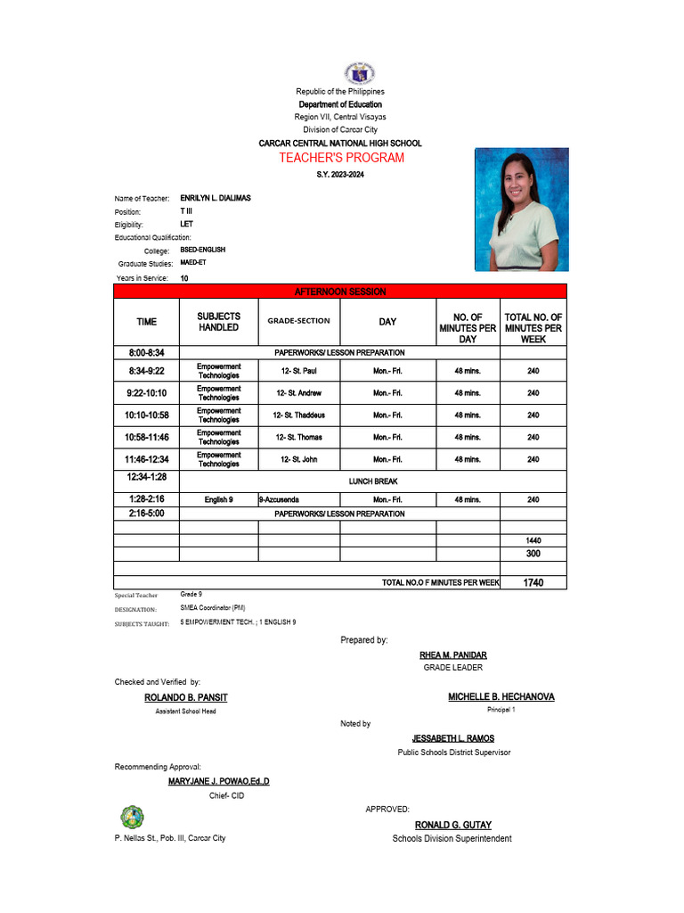 Teachers Program Pdf