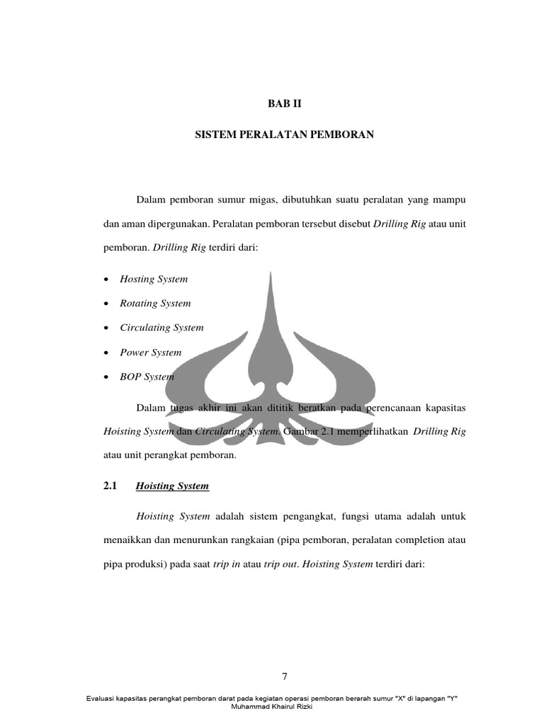 Sistem Pemboran: Hoisting dan Rotary | PDF