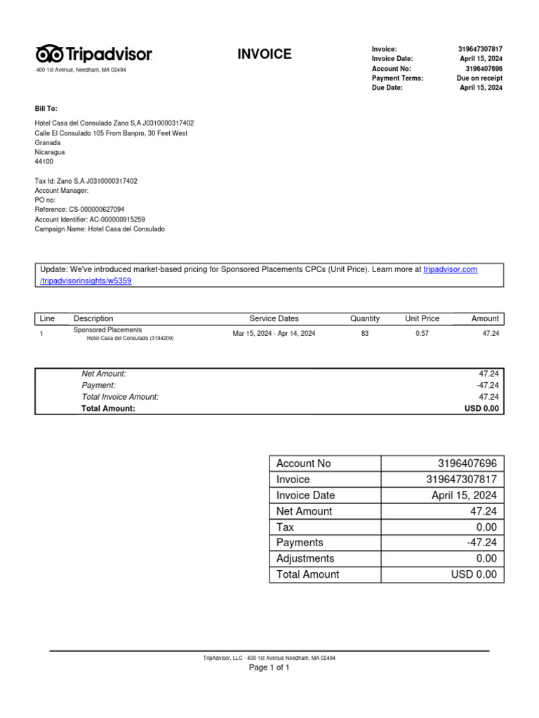 INV319647307817 Trip Advisor | PDF | Government Finances | Payments