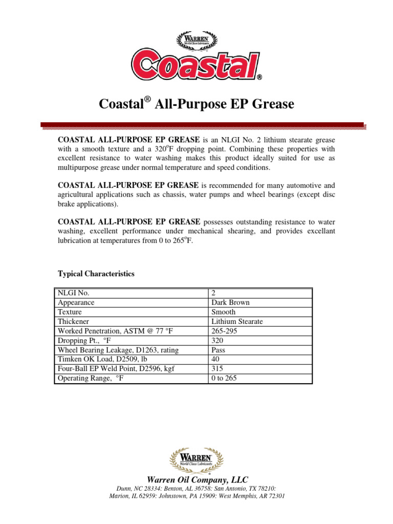 PDS Coastal AllPurpose EP Grease PDF