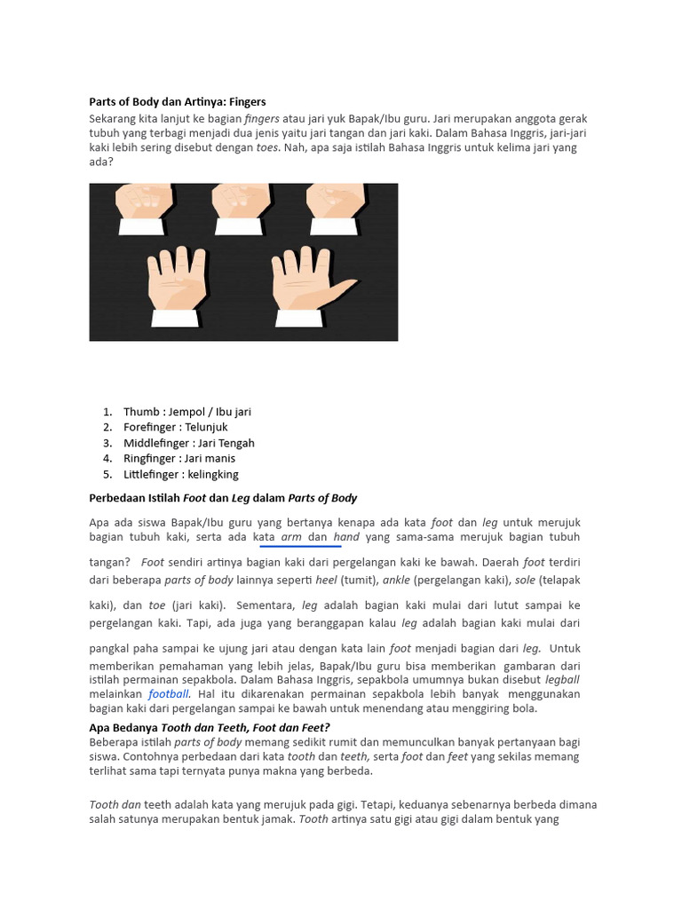 Parts of Body dan Artinya | PDF
