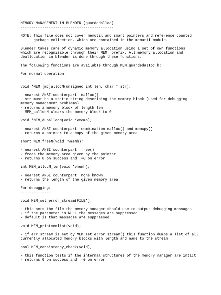 Blender Memory Management Guide | PDF