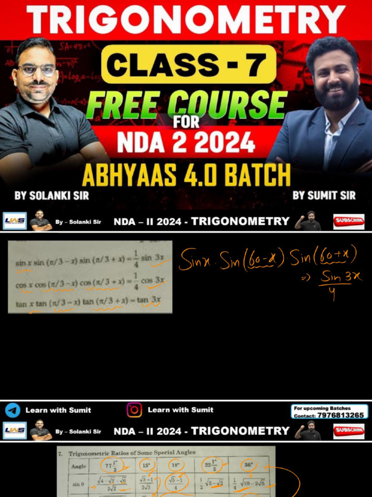 Trigonometry Class 7 | PDF