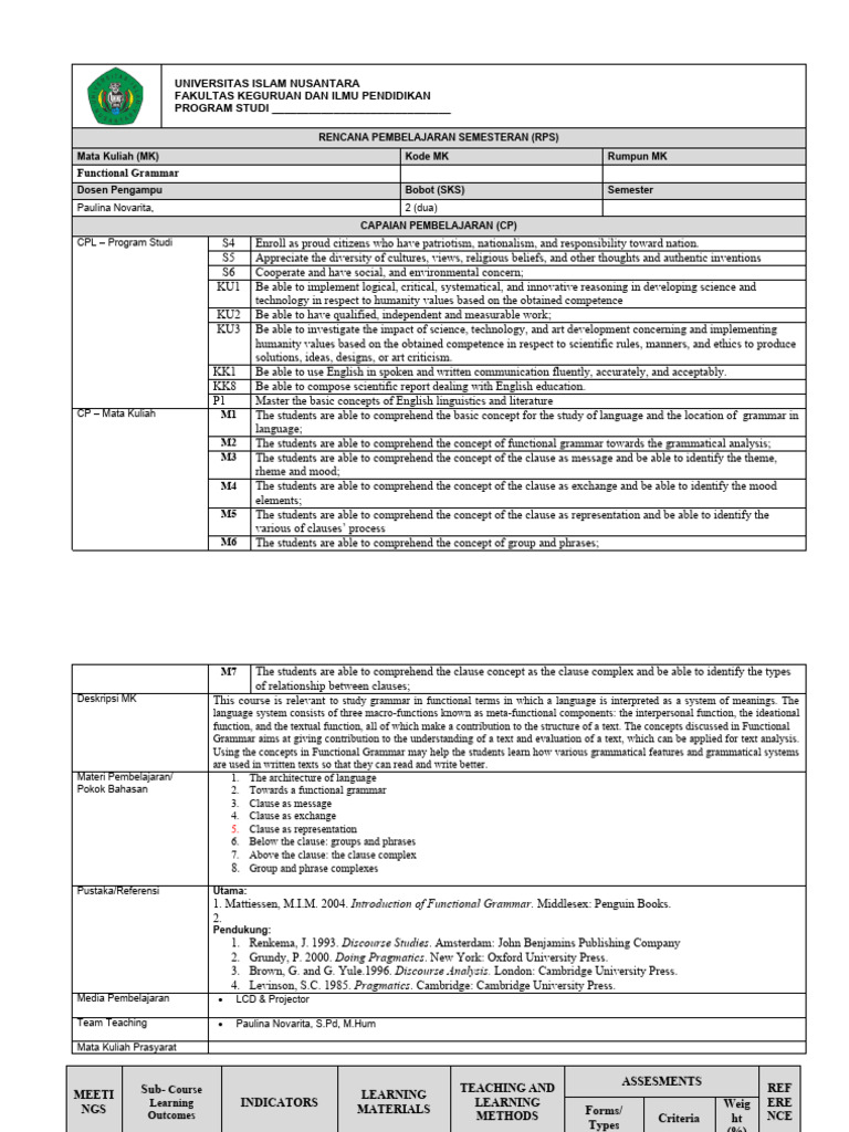 Functional grammar PDF Clause Phrase