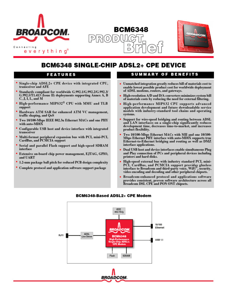 Datasheet BCM6348 17-5-2006 | PDF | Usb | Embedded System