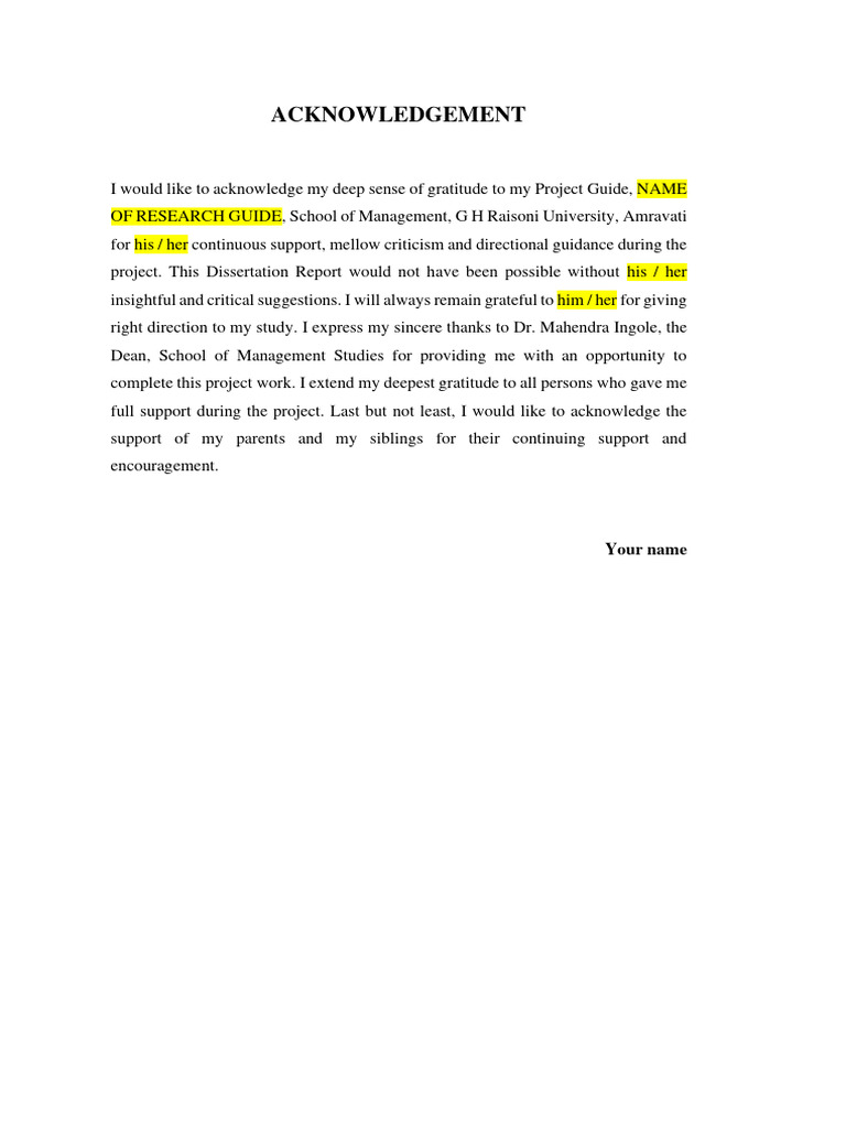 Acknowledgment of Project Support | PDF