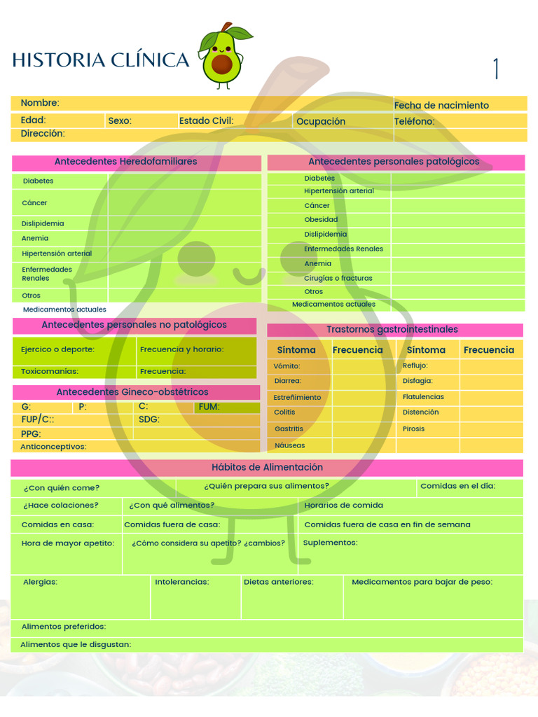 Historia Clínica Nutricional | PDF | Alimentos | Cereales