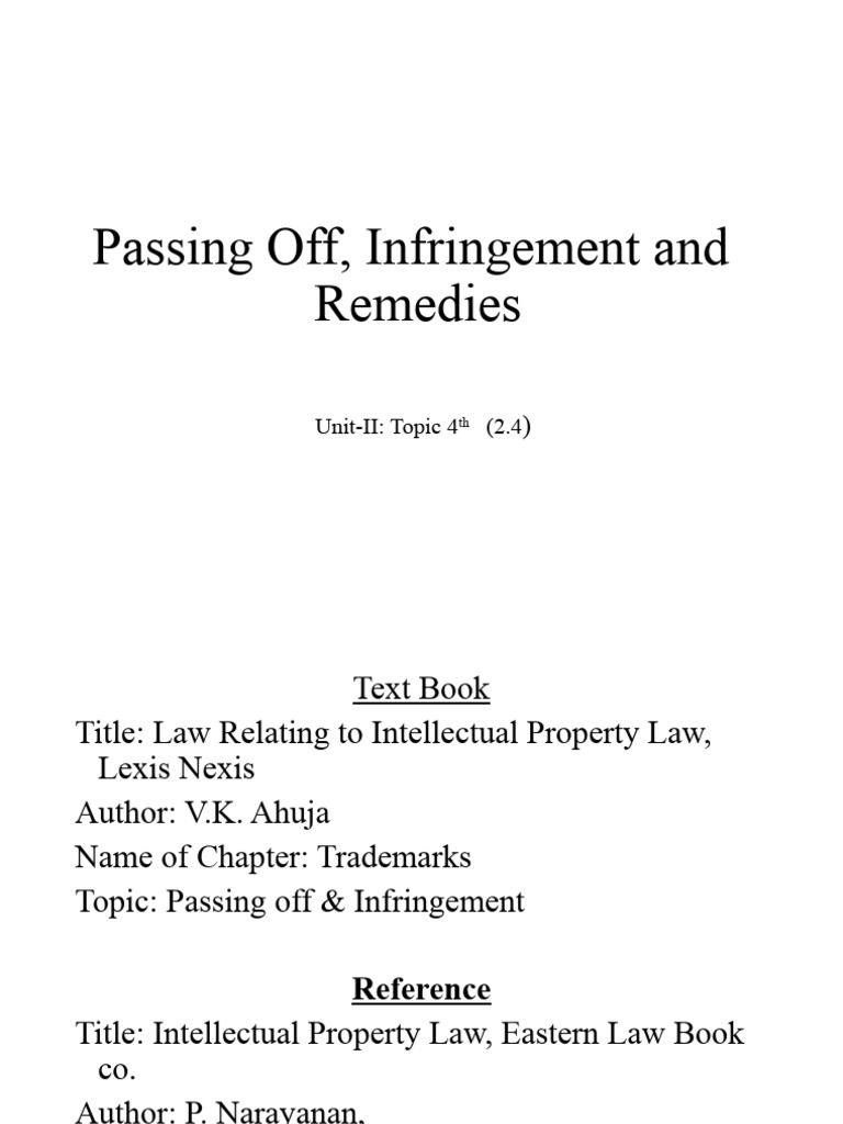 Trademark Infringement and Remedies Guide | PDF | Secondary Liability ...
