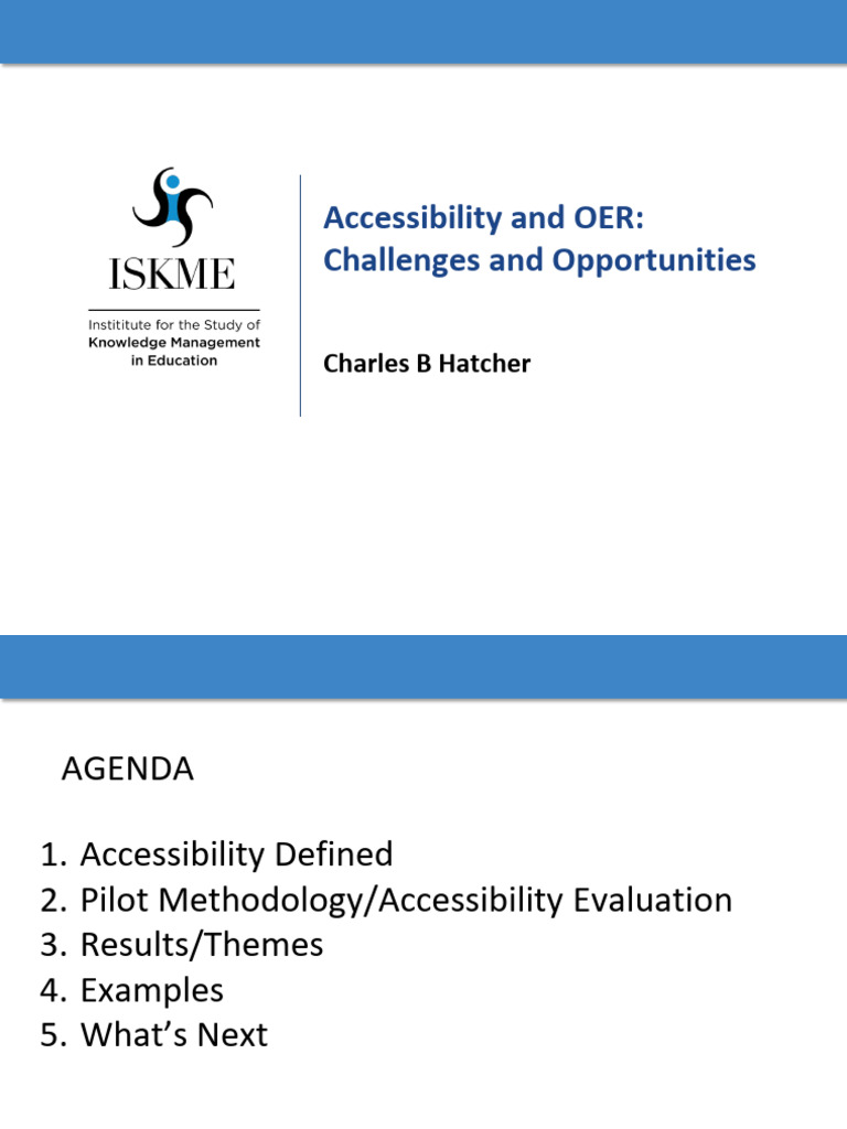 Accessibility and OER Challenges and Opportunities | PDF | Learning ...