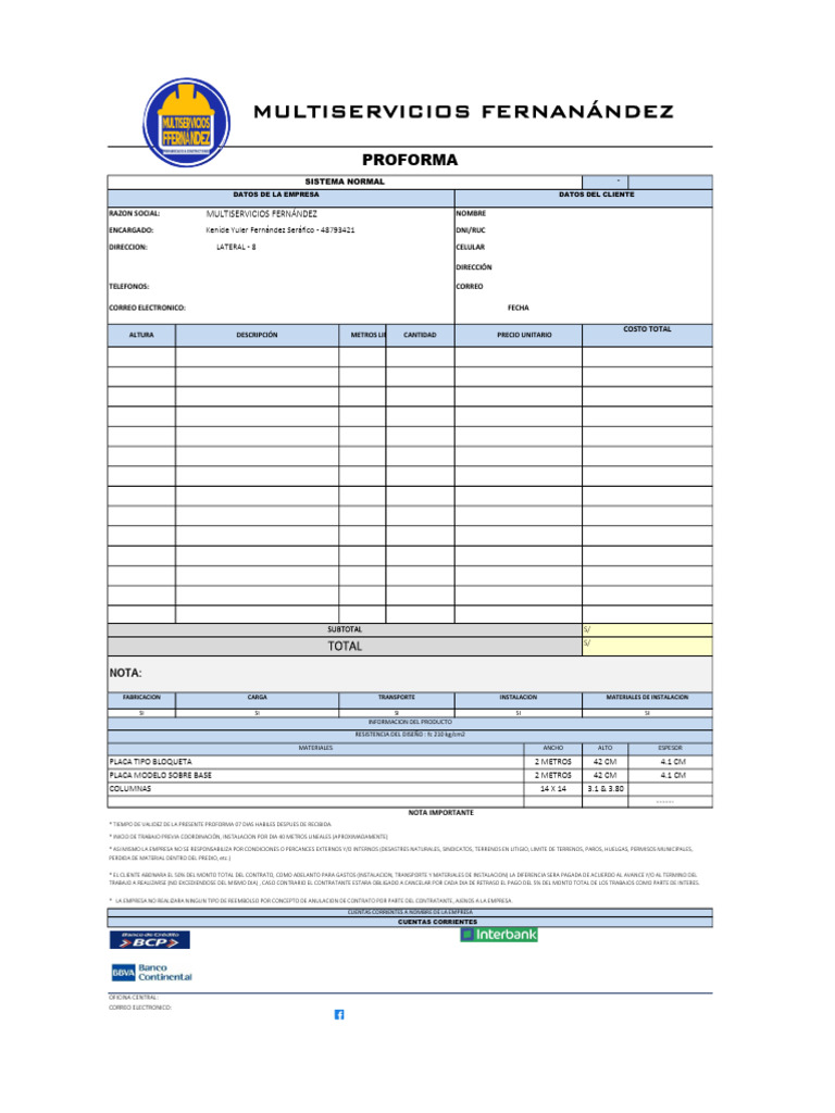Proforma Fernández | PDF | Business