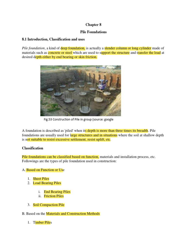 Types and Functions of Pile Foundations | PDF | Deep Foundation ...