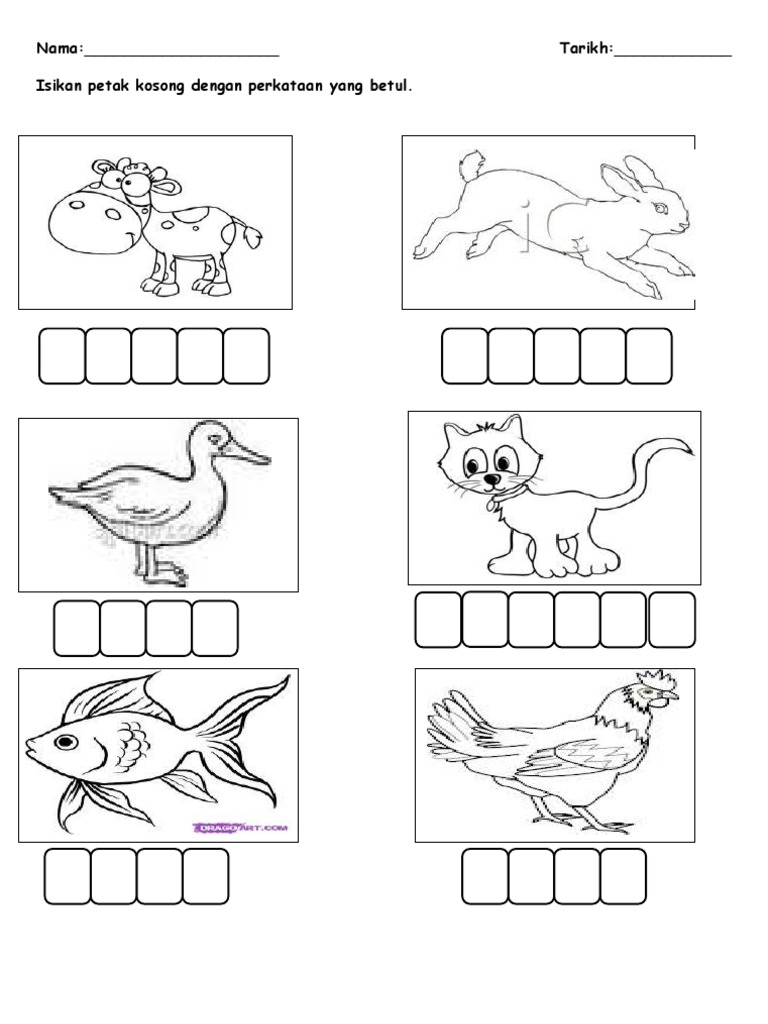 Lembaran Kerja Prasekolah Tema Haiwan Jinak Lembaran Kerja Prasekolah Tema Haiwan Jinak