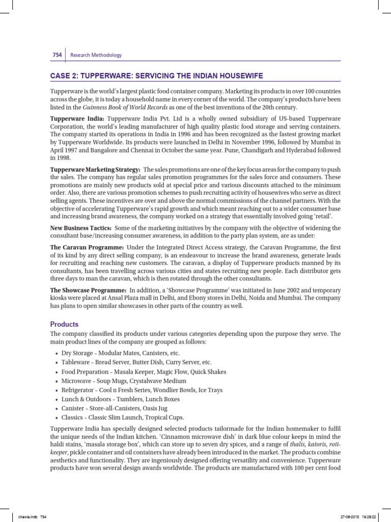 Tupperware's Indian Homemaker Strategy | PDF | Sales | Survey Methodology