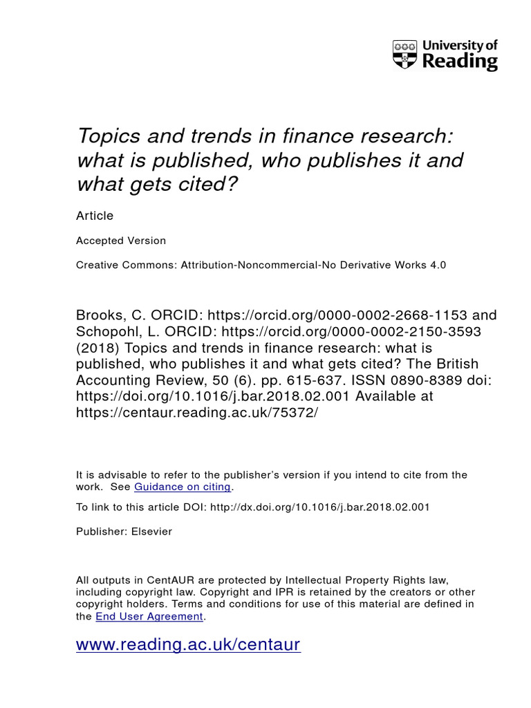 Paper On Topics And Trends In Finance Research SSRN PDF Economics 