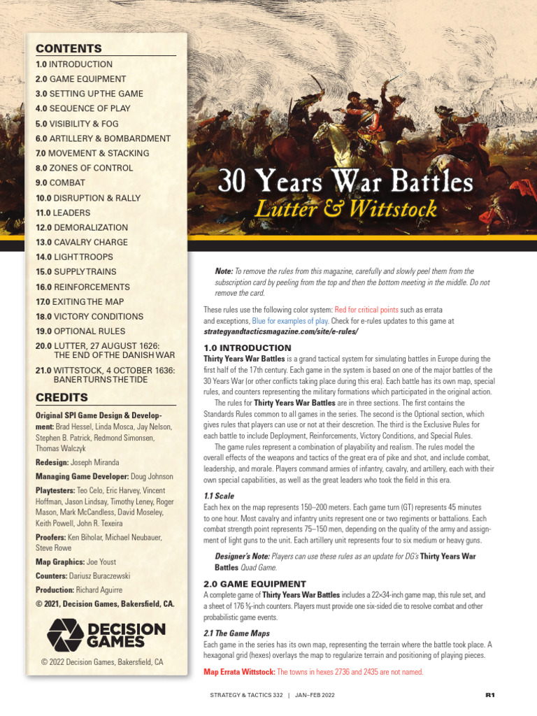 Thirty Years War Battles Rulebook | PDF | Artillery | Cavalry